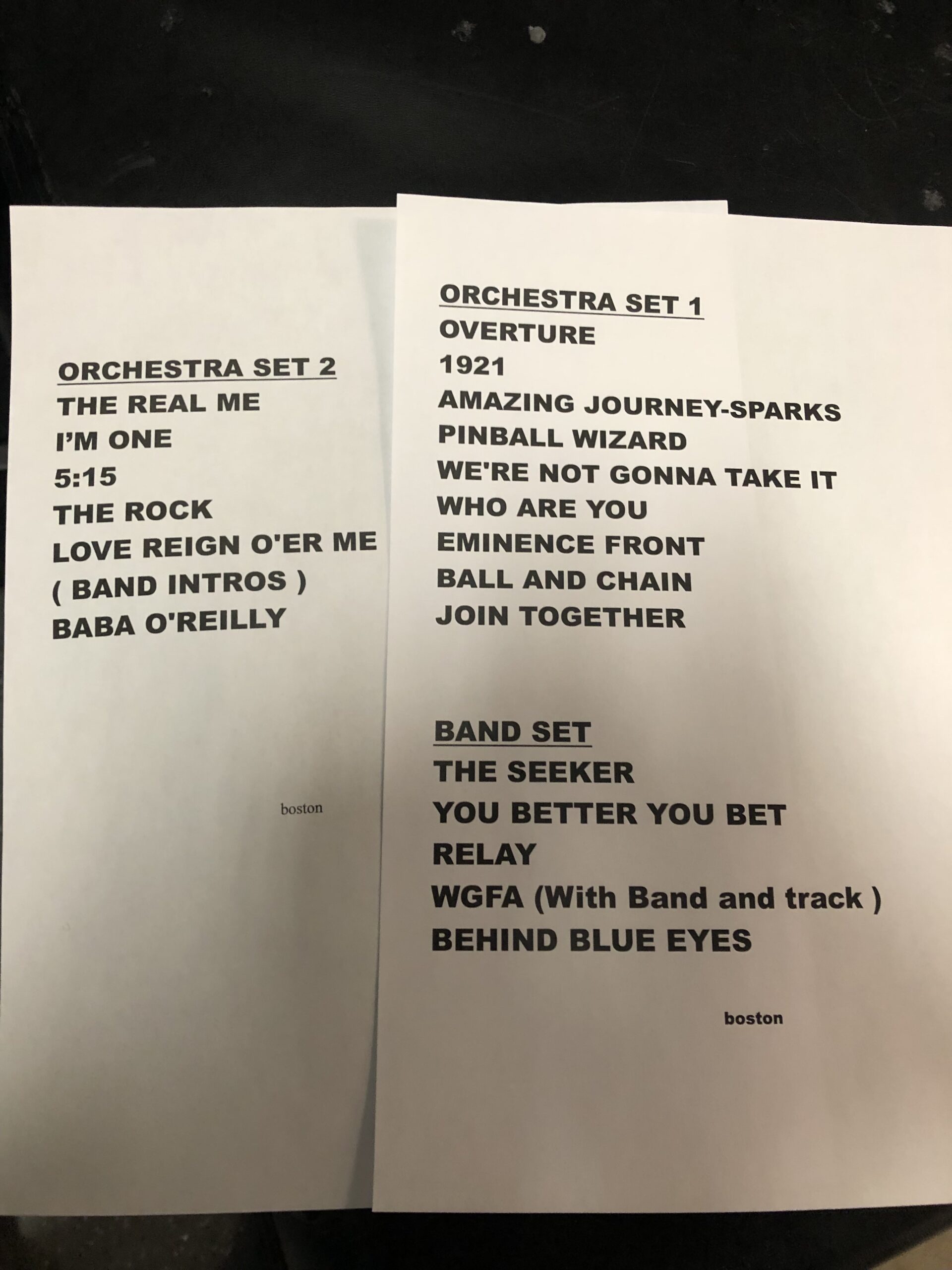 The Who, TD Garden setlist