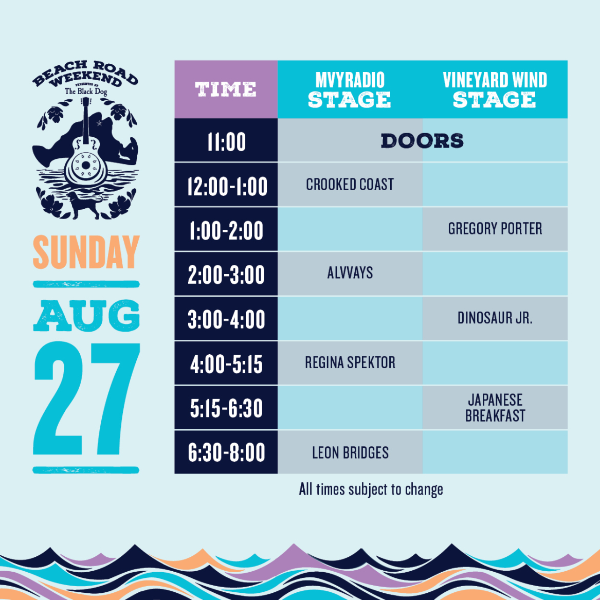 Schedule for Beach Road Weekend, 08-27-23