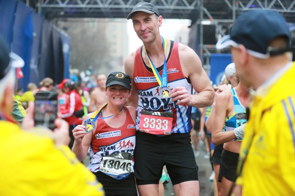 Former Boston Bruin Zdeno Chara finishes the 2023 Boston Marathon