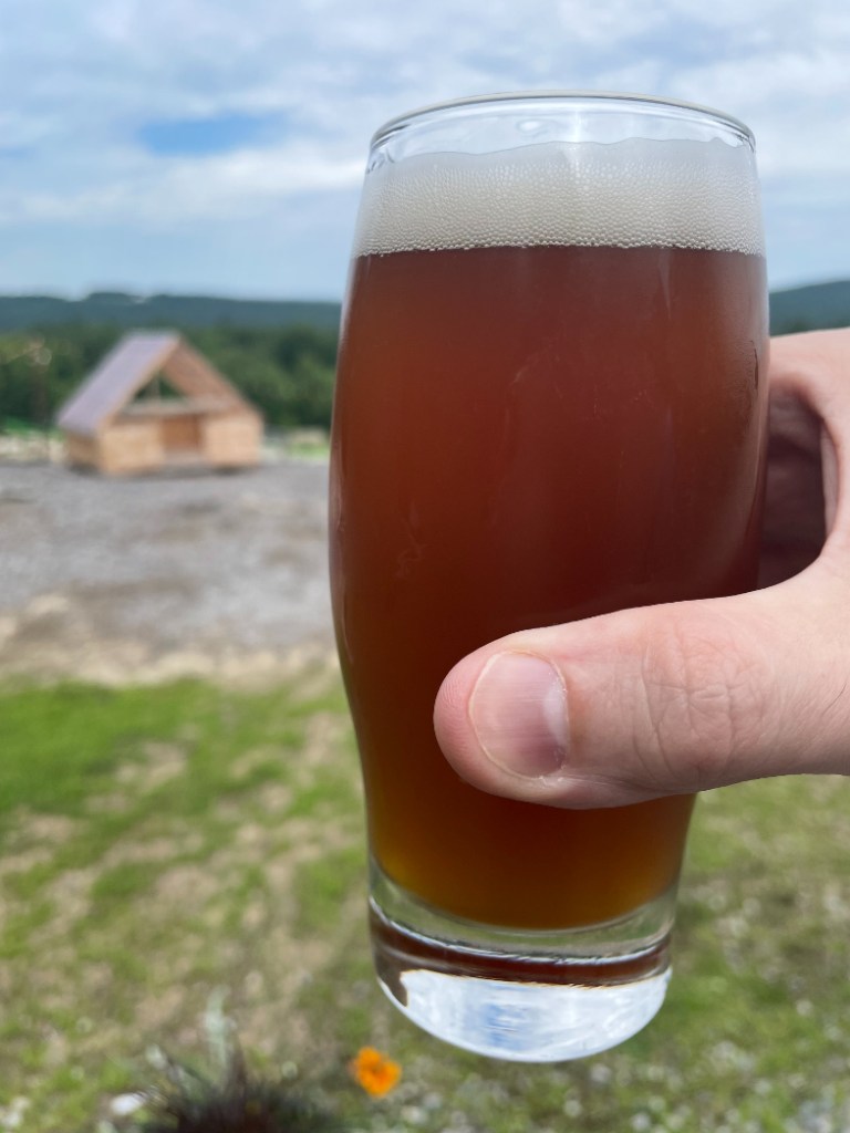 A pint of beer from Fluvial Brewing in Harrison, ME